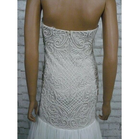 $449 Adrianna Papell Ivory Pearl Beaded Strapless Wedding Prom Dress 6 NEW - Picture 9 of 11